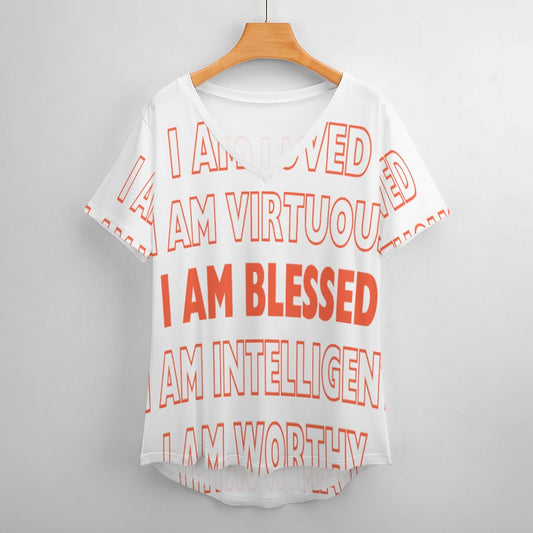 I Am - Ladies V-Neck Loose Short Sleeve T-Shirt